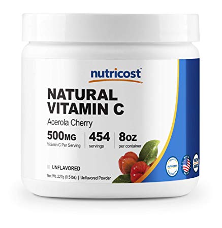 Nutricost Natural Vitamin C - Acerola Cherry Powder .5 LB - Gluten Free & Non-GMO