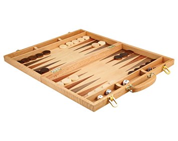 Christopher Wood Backgammon Set - 18 Inch Suitcase Board Game with Wooden Pieces - Extra Large