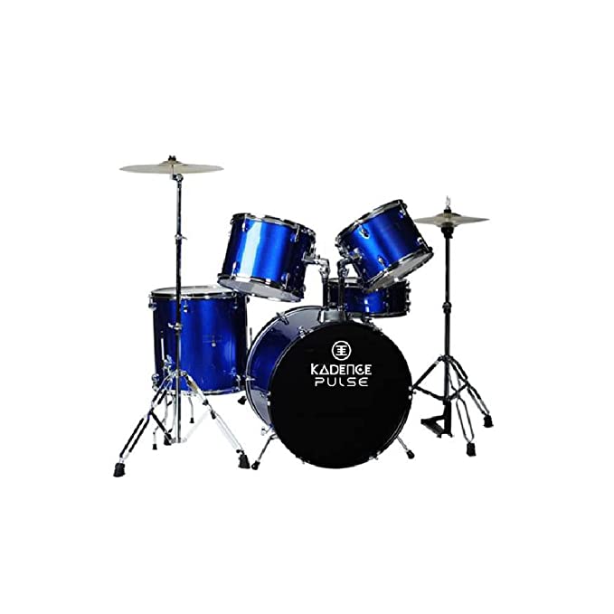 Kadence Drum 5-Piece Complete Full Size Adult and Beginner Drum Set (Blue)