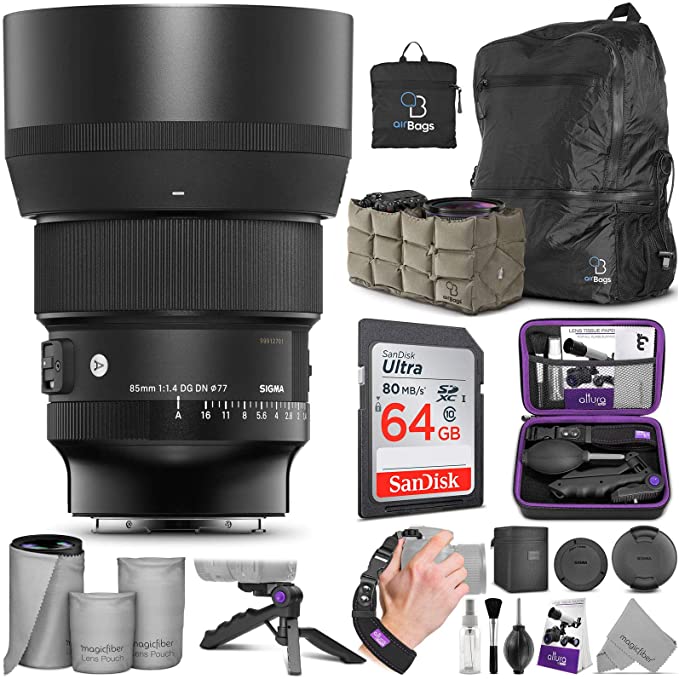 Sigma 85mm f/1.4 DG DN Art Lens for Sony E Mount with Altura Photo Advanced Accessory and Travel Bundle