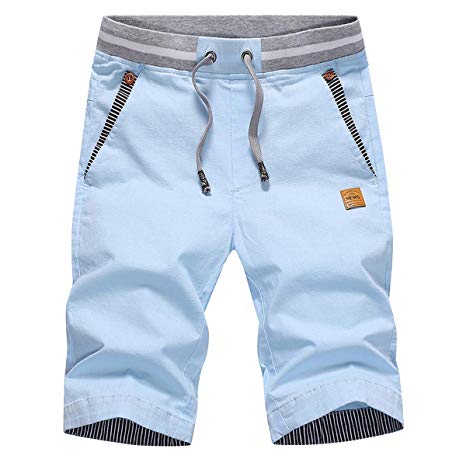 Tansozer Men's Shorts Casual Classic Fit Drawstring Summer Beach Shorts with Elastic Waist and Pockets