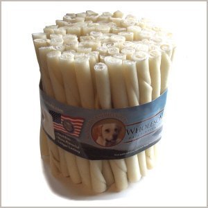 Wholesome Hide Beef Hide Twists - 5 inches long - 1/2 inch across - Economy Package of 100