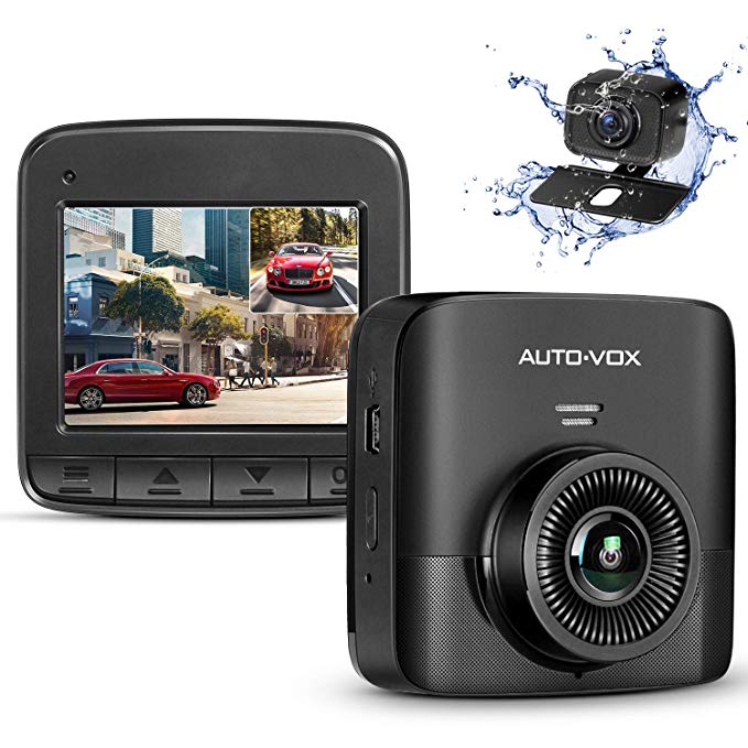 AUTO VOX Upgrade D5PRO 2.7K Dual Dash Cam for Cars, 1520P Front   AHD720P Rear Car Camera Dash Cam with Night Vision, 2.4" Dashboard Camera with Parking Monitor, Motion Detection, G-sensor