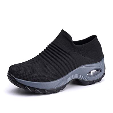 xuzomedia Sock Sneakers Women Walking Shoes Comfortable Mesh Slip On Air Cushion Casual Running Shoes Outdoor Gym Travel Wedge Platform Loafers