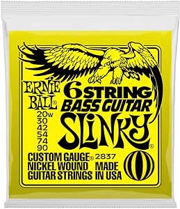 Ernie Ball 2837 Slinky 6-string Nickel Wound Bass Set with small ball ends, Short Scale (20w - 90)