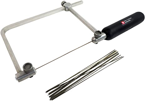 Bundle Grobet 4 Inch Fret Jewelers Saw, 4 Inch Throat, Accepts Standard 5 Inch Fret, Scroll, Jewelers Spiral Bladed, Comes with Dozen #7 Skip Tooth Wood Blades 49.724