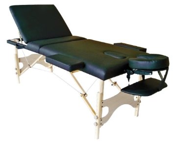 Sivan Health and Fitness ETL55-BLACK Three Fold Reiki Portable Massage Table and Carrying Case, Black