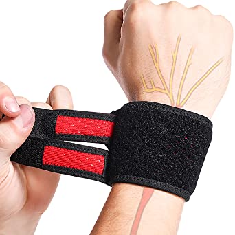 HiRui Wrist Brace Wrist Wraps, Compact Wristband Compression Wrist Straps Wrist Support for Workout Tennis Weightlifting, Tendonitis, Carpal Tunnel Arthritis, Pain Relief - One Size (Black, 1 Pack)