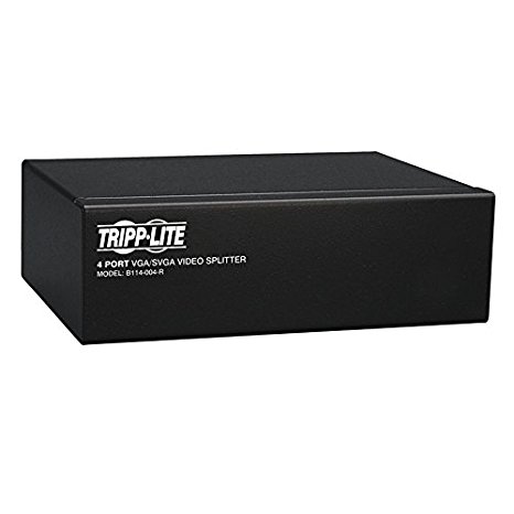 Tripp Lite 4-Port VGA Splitter with Signal Booster, High Resolution Video 350MHz, 2048x1536 (HD15 M/4xF)(B114-004-R)