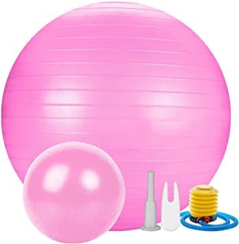 Jueachy Yoga Ball Professional Balance Ball(55-65cm) with Extra Pilates Exercise Ball for Sports Stability Home Abdominal Workouts