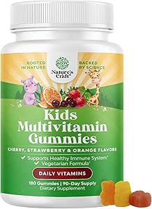 Plant Based Kids Multivitamin Gummies - Multivitamin for Kids Immunity Support Gummies with Vitamins A C D3 E B and Zinc Gelatin and Gluten Free Non-GMO Kids Vitamins Gummy Multivitamin Formula 180ct