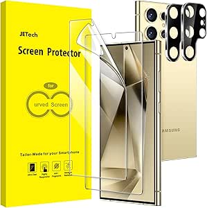 JETech Screen Protector for Samsung Galaxy S24 Ultra 5G 6.8-Inch with Camera Lens Protector, Flexible TPU Film, Fingerprint ID Compatible, Easy Installation, HD Clear, 2-Pack Each