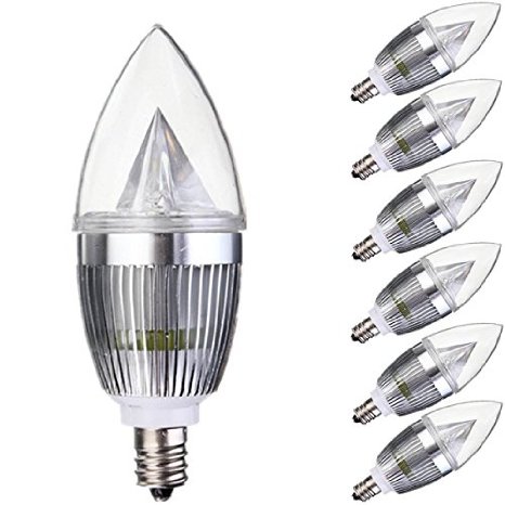 GLISTENY 6 Pack E12 9W LED Candle Light Lamp Bulb Non Dimmable 3 SMD 800-850LM Saving Lighting AC85-265V Glass for Home Light Lamp Fixtures Decorative Warm White