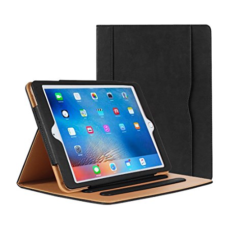iPad Air Case - Leather Stand Folio Case Cover for Apple iPad Air Case with Multiple Viewing Angles, Document Card Pocket (Black)