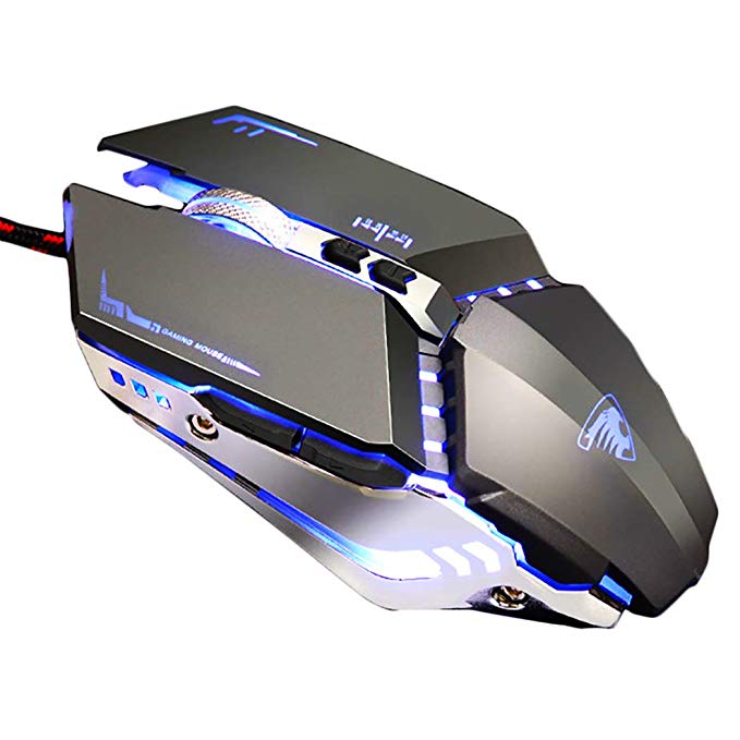 Gaming Mouse, Computer Mouse, 4 Adjustable DPI and 7 Buttons, Comfortable Grip Ergonomic Optical PC Computer Gaming Mice (Black)