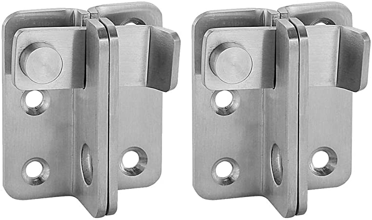 JQK Flip Latch, (Extra Thick 3mm) Stainless Steel Heavy Duty Gate Latcher Door Latch with Safety Packlock Hole,2 Pack Brushed Finish, DL150-BN-P2