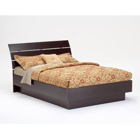 Queen Platform Bed With Headboard Espresso Wood Low profile