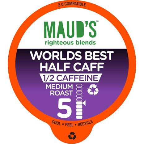 Maud's Gourmet Coffee Pods, Worlds Best Half Caff, 48 Single Serve Coffee Pods