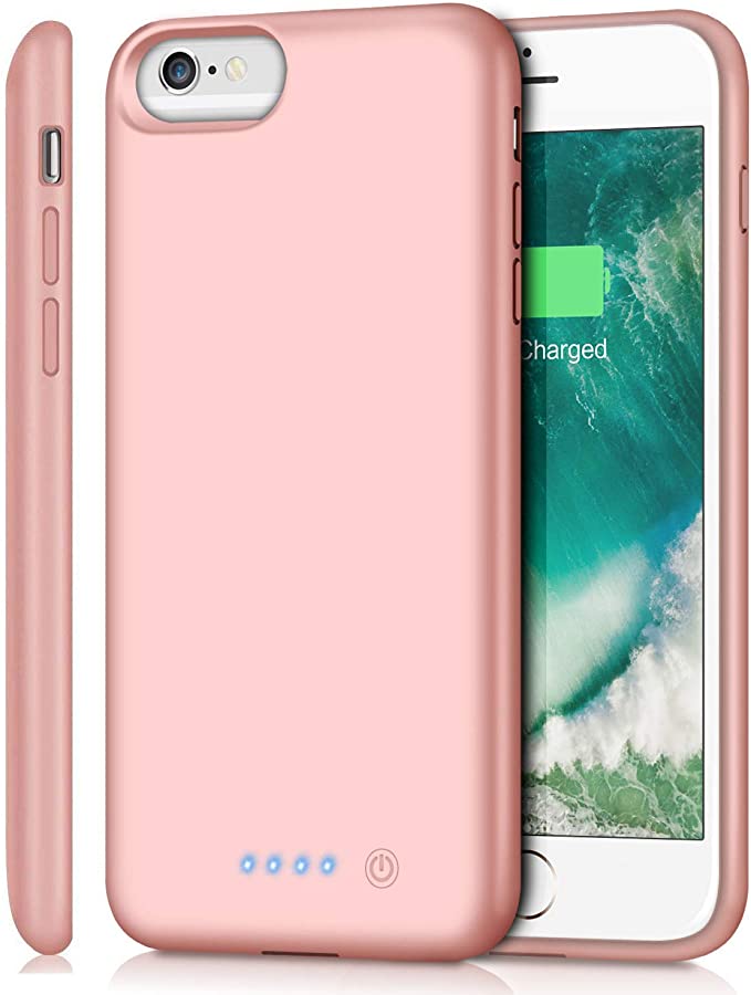 Battery Case for iPhone 6s Plus/6 Plus/7 Plus/8 Plus 8500mAh, Rechargeable Charging Case for iPhone 6Plus Extended Battery Pack Charger Apple 6s Plus Portable Power Bank Cover for 7P 8P (Rose Gold)