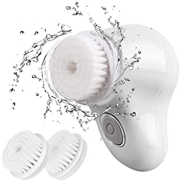 Facial Cleansing Brush ZLiME Rechargeable USB Charging Waterproof Cleansing Skin Care System Face & Body Scrubber for Deep Cleansing with TWO Gentle Exfoliating Brush Heads (White)
