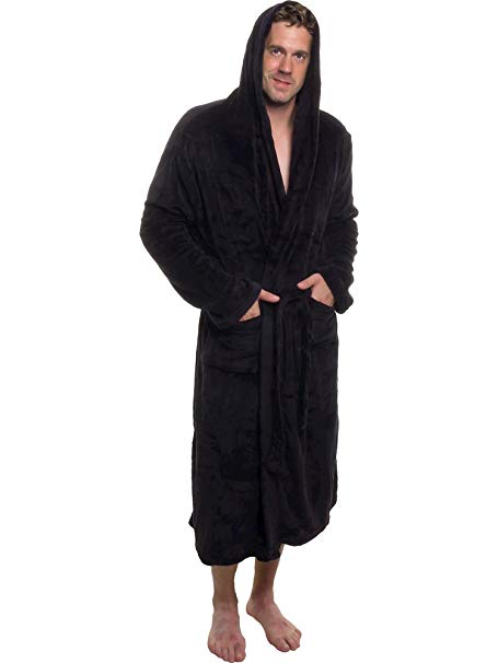 Ross Michaels Mens Hooded Robe - Plush Shawl Kimono Bathrobe