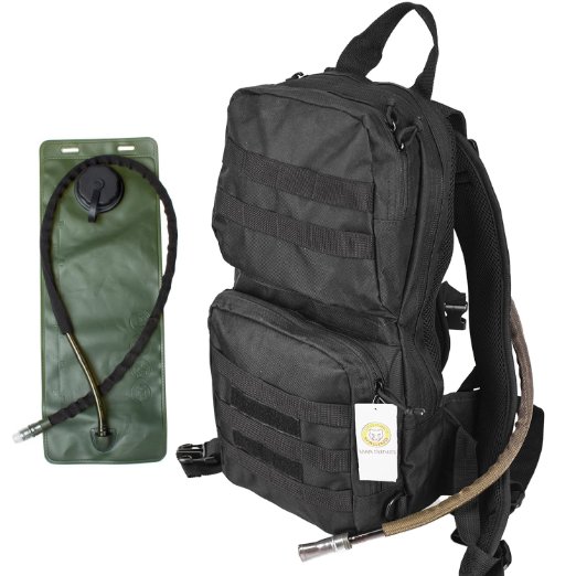 WASING Hydration Pack with 3L Bladder and 2 Additional Pockets Tough Military Style Backpack Is Perfect for Hiking Biking Running Walking and More