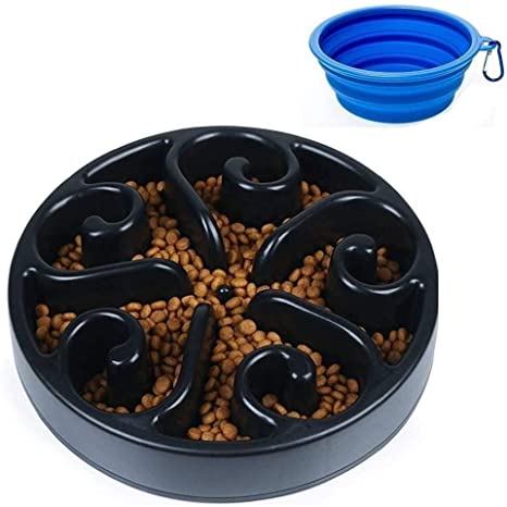 Freefa Slow Feeder Dog Bowl Bloat Stop Dog Food Bowl Maze Interactive Puzzle Non Skid, Come with Free Travel Bowl