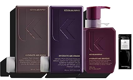 Kevin Murphy Hydrate Me Kit | Wash, Rinse, and Masque Set - 8.4oz and 6.7oz With pH Labs Pure Straight Post-Treatment Shampoo - 10 ml