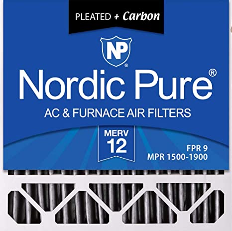 Nordic Pure 20x20x5HPM12C-2 Honeywell Replacement Pleated MERV 12 Plus Carbon Filter (2 Pack), 20x20x5"