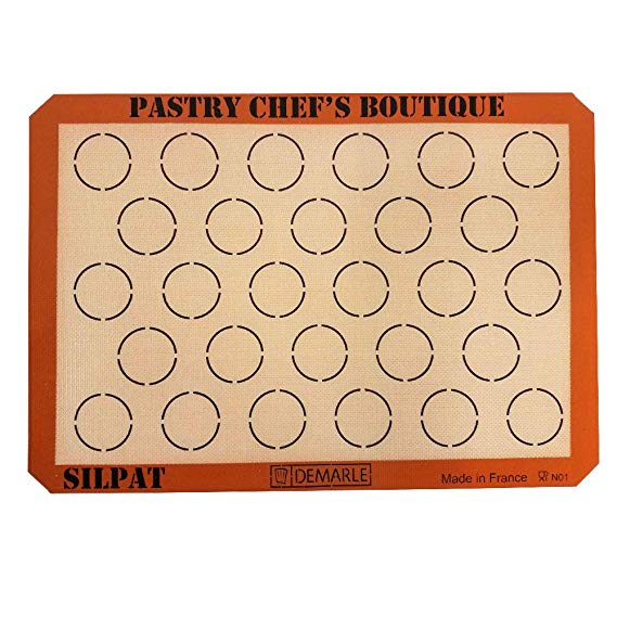 Sasa Demarle Silpat MACARONS Premium Non-Stick Silicone Baking Mat, Big Sheet Pan Size (2/3 Sheet Pan), 13.58’’x 19.5’’ for a 15’’x21’’ Sheet Pan - 28 Circles - by Pastry Chef's Boutique