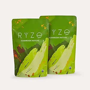 S&S RYZ Organic Mushroom Matcha Coffee - MUSHROOM COFFEE RY-ZE (Pack of 2) 60 Servings