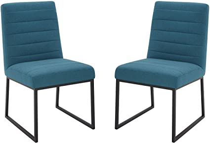 Amazon Brand – Rivet Decatur Modern Upholstered Dining Chair, 21"W, Set of 2, Aqua