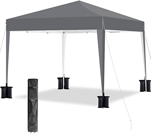 Qdreclod Pop Up Gazebo Tent 3m x 3m, Portable Instant Commercial Gazebo Canopy Outdoor Party Tent Garden Heavy Duty Gazebo Event Shelter With Carry Bag and 4 Leg Weight Bags, Stakes and Ropes (Grey)