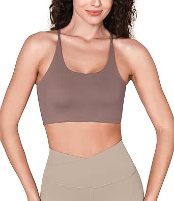 ODODOS Halter Sports Bra for Women Non Padded Strappy Cropped Tops Workout Yoga Crop