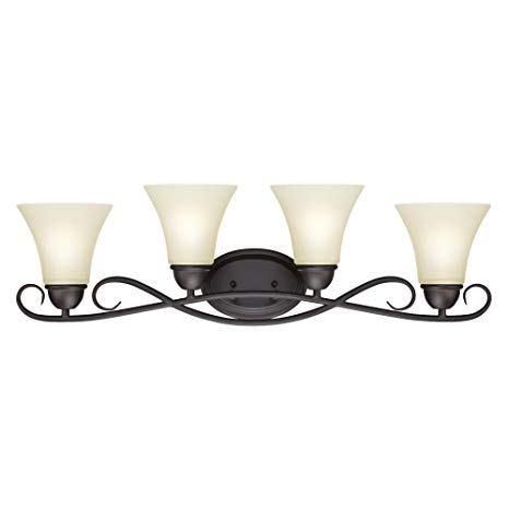 Westinghouse Lighting 6307000 Dunmore Four-Light Indoor Wall Fixture, Oil Rubbed Bronze Finish with Frosted Glass,