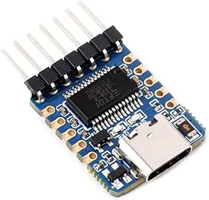 Waveshare USB to UART (TTL) Mini Communication Module, Compact Size, Over-Current/Over-Voltage Protection, Multi Systems Support, TTL Serial Converter, USB to TTL Converter, with pre-soldered Header