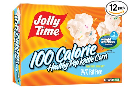 Jolly Time Healthy Pop Kettle Corn - 100 Calorie Microwave Popcorn Mini Bags, 4-Count Boxes (Pack of 12)
