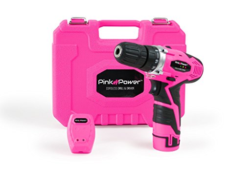 Pink Power PP121LI 12V Cordless Lithium-Ion Drill & Driver Kit for Women- Tool Case, Drill Set, Battery & Charger