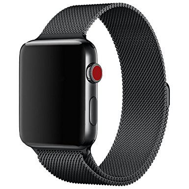 Apple Watch Band 42mm, KYISGOS Strong Magnetic Milanese Loop Stainless Steel Replacement iWatch Strap for Apple Watch Series 3 2 1 Nike  Sport and Edition, Black