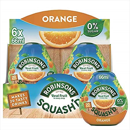 Robinsons Squash'd Orange On-The-Go Squash,  66ml (Pack of 6)
