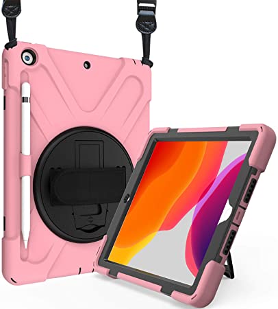 ProCase iPad 10.2 Case 2020 iPad 8th Generation Case / 2019 iPad 7th Generation Case, Rugged Heavy Duty Shockproof Rotatable Kickstand Protective Cover for 10.2" iPad 8 / iPad 7 -Pink