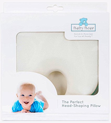 Baby Head Shaping Pillow ~ Perfect Baby Pillow for Newborn Organic Cotton ~ Baby Pillow for Sleeping to Prevent Flat Head ~ Luxury Baby Shower Gift & Baby Registry Gift