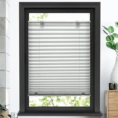 LazBlinds Tool-Free Cordless Pleated Shades with Suction Cups Light Filtering Top Down Bottom Up Pleated Blinds for Window Size 30" W x 64" H, Anthracite