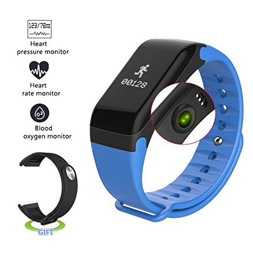 Antimi Fitness Tracker,Smart Watch IP67 waterproof Sweatproof Smart Band with Sleep Heart Rate Blood pressure monitoring blood oxygen monitoring Monitor Pedometer Sport Bracelet for Android ios Blue