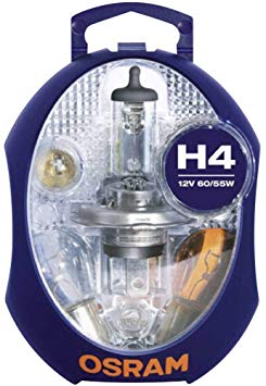 OSRAM CLKMH4 Minibox H4 mobile lamp replacement headlamp  5 spare lamps  3 flat fuses - clear/silver