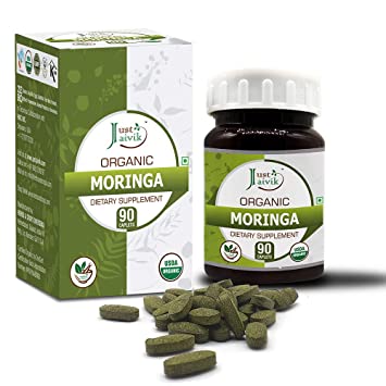 Just Jaivik Organic Moringa (Moringa Oleifera) / Moringa Drumstick Tablets As Dietary Supplements - 750mg (90 Tablets) | Essential Nutrition | Natural Source Of Vitamins