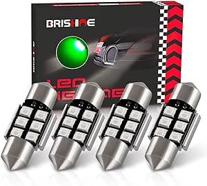 DE3175 LED Bulbs, Super Bright Green 2835 Chipsets Canbus Error Free 31MM 1.25” Festoon DE3021 DE3022 3175 6428 LED Bulbs for Car Interior Dome Map Door License Plate Lights(Pack of 4)