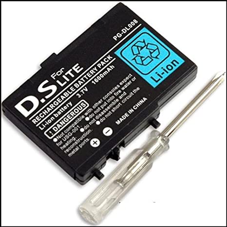pjp electronics Replacement Battery Compatible With Nintendo DS lite nds lite battery, rechargeable Ds lite 2000mAh Includes Screwdriver