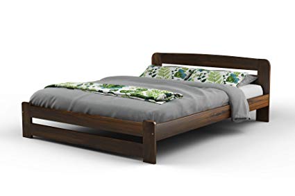 New King Size Solid Wooden Bedframe"F1" with slats (5ft, walnut)