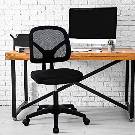 Home Office Chair Mid Back Computer Chair Ergonomic Desk Chair with Lumbar Support, Mesh Task Chair Swivel Rolling Chair Adjustable Executive Chair Stool for Women&Men, Black